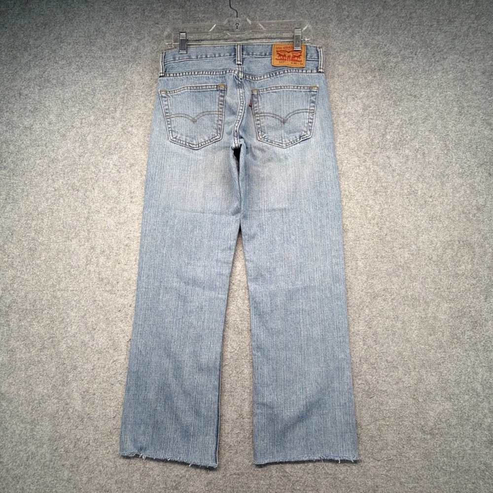 Levis 527 Slim Bootcut Jeans Mens 30x26 Blue Denim Medium Wash Raw Hem - Picture 4 of 10